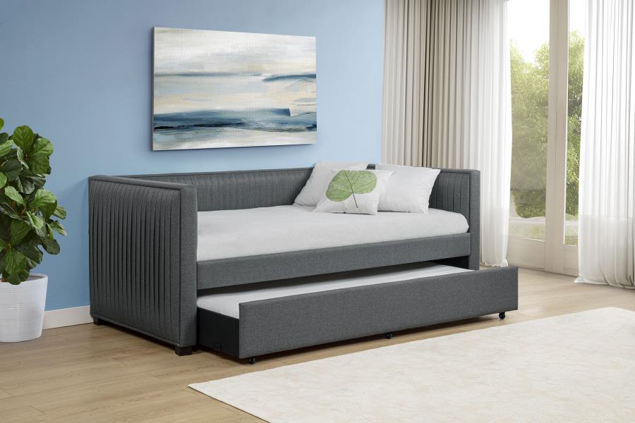 Brodie Upholstered Twin Daybed with Trundle Grey - 300554
