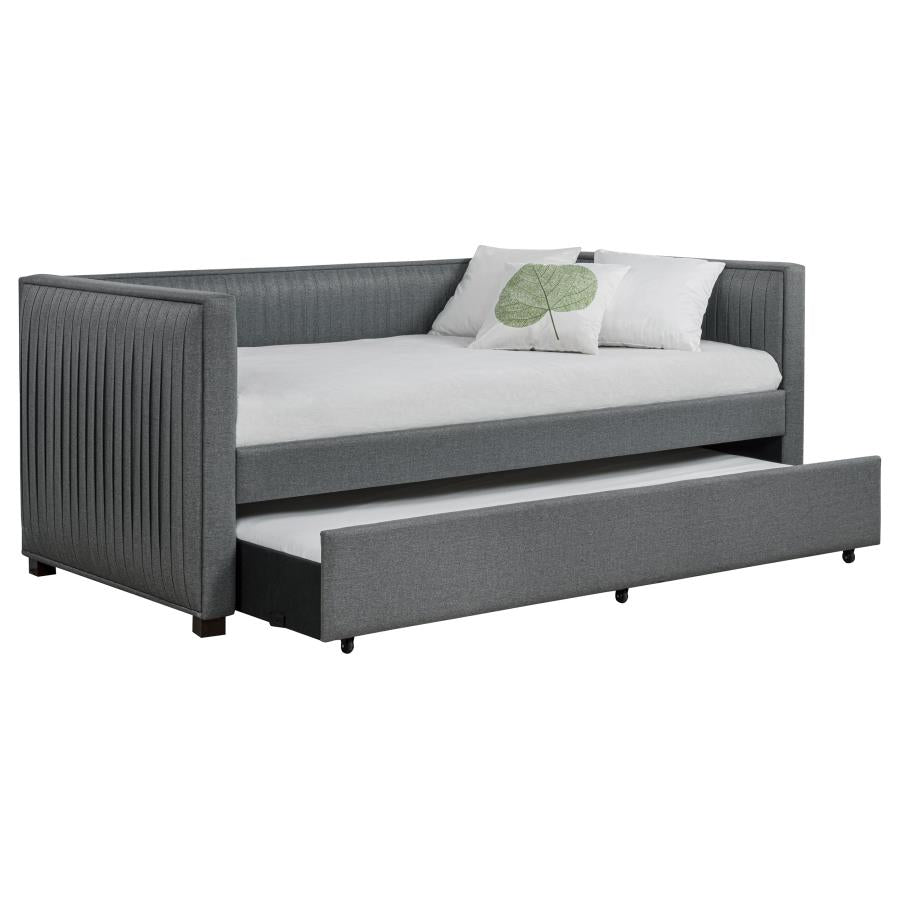 Brodie Upholstered Twin Daybed with Trundle Grey - 300554