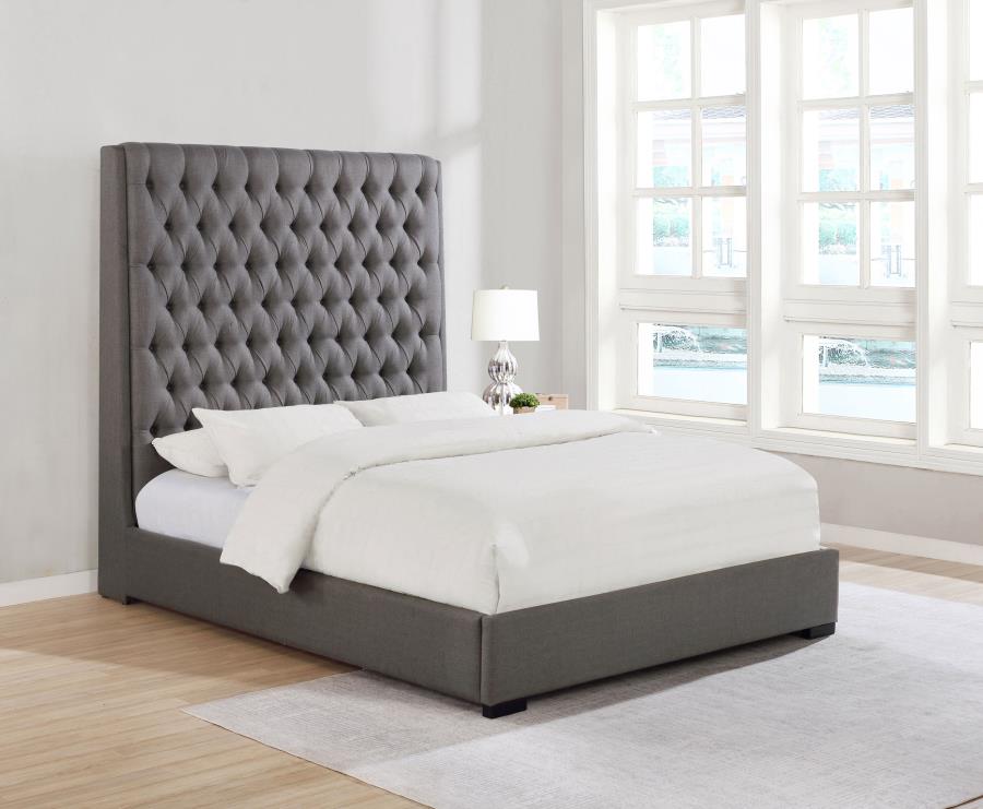 Camille Upholstered California King Panel Bed Grey - 300621KW