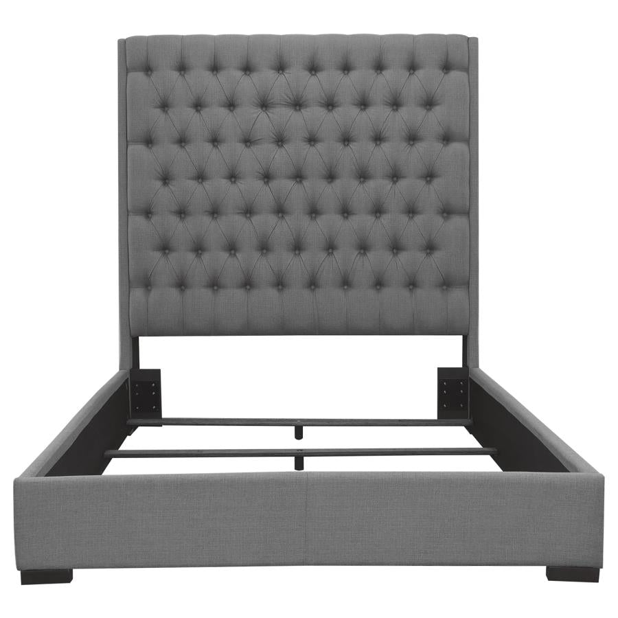 Camille Upholstered California King Panel Bed Grey - 300621KW