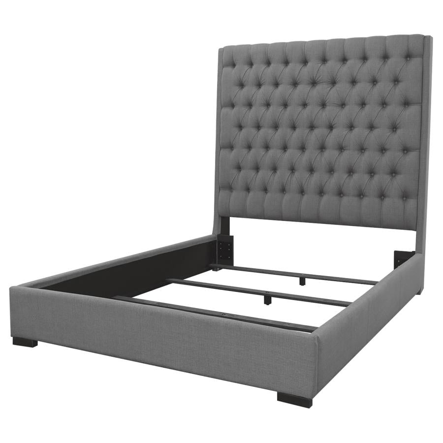 Camille Upholstered California King Panel Bed Grey - 300621KW