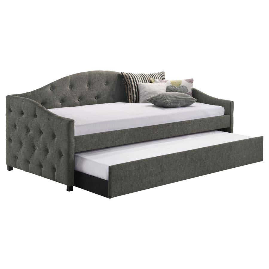 Sadie Upholstered Twin Daybed with Trundle Grey - 300638
