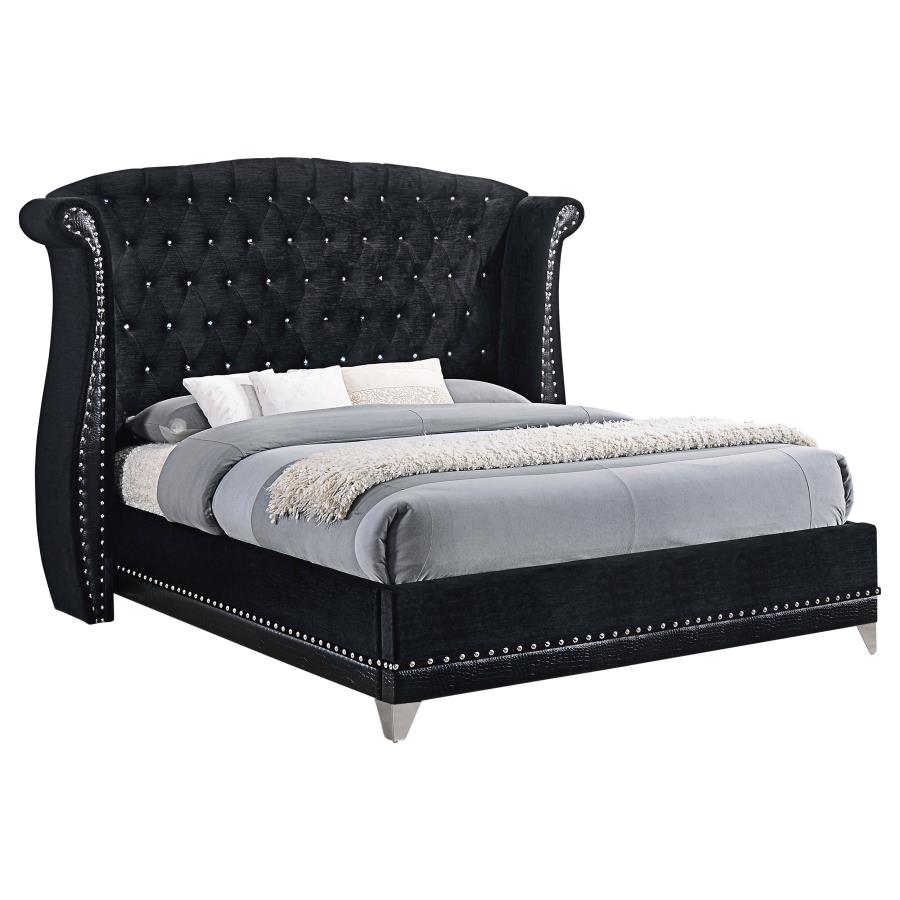 Barzini Upholstered Queen Wingback Bed Black - 300643Q