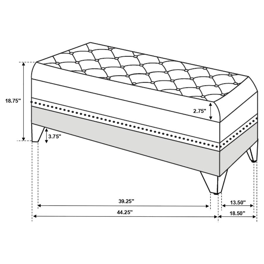 Barzini Velvet Upholstered Tufted Storage Bench Black - 300644