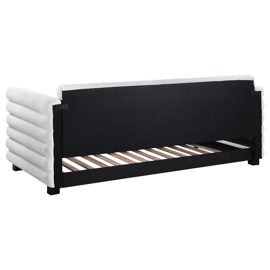 Patricia Boucle Upholstered Twin Day Bed with Trundle White - 300716