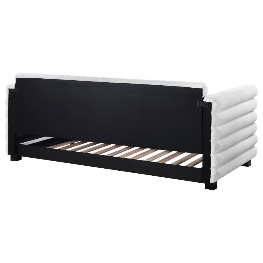 Patricia Boucle Upholstered Twin Day Bed with Trundle White - 300716