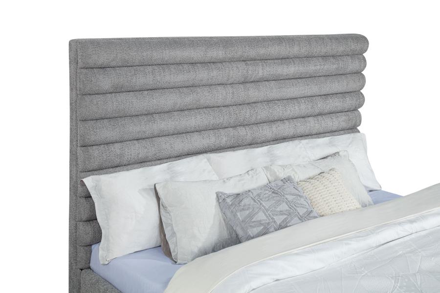 Patricia 58-inch Boucle Upholstered Eastern King Bed Grey - 300719KE