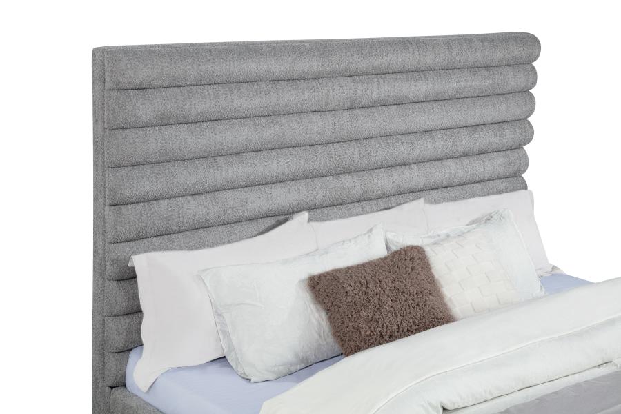 Patricia 58-inch Boucle Upholstered California King Bed Grey - 300719KW