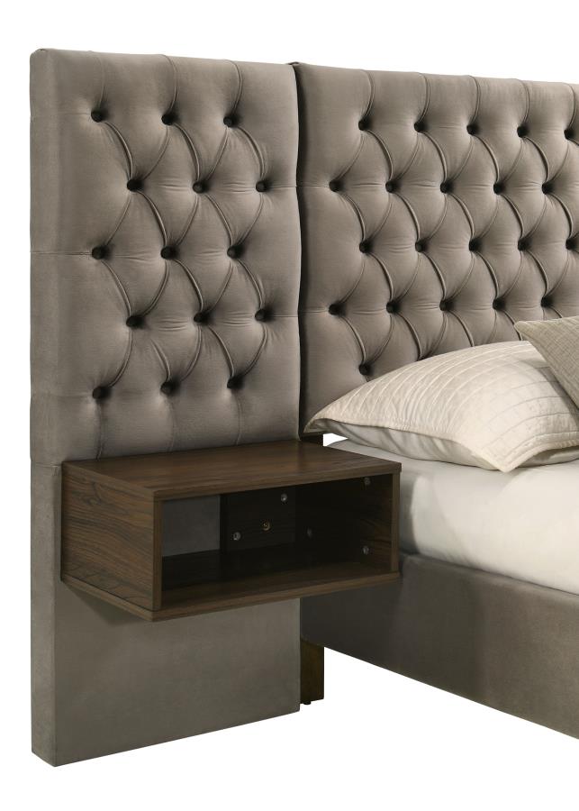 Marley Upholstered Queen Wall Panel Bed Light Brown - 300833Q