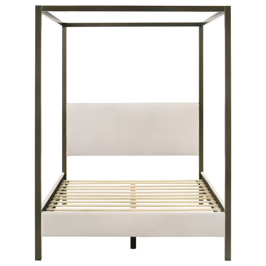 Monroe Upholstered Queen Canopy Bed Vanilla - 300834Q