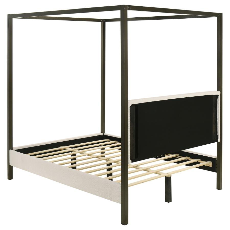 Monroe Upholstered Queen Canopy Bed Vanilla - 300834Q