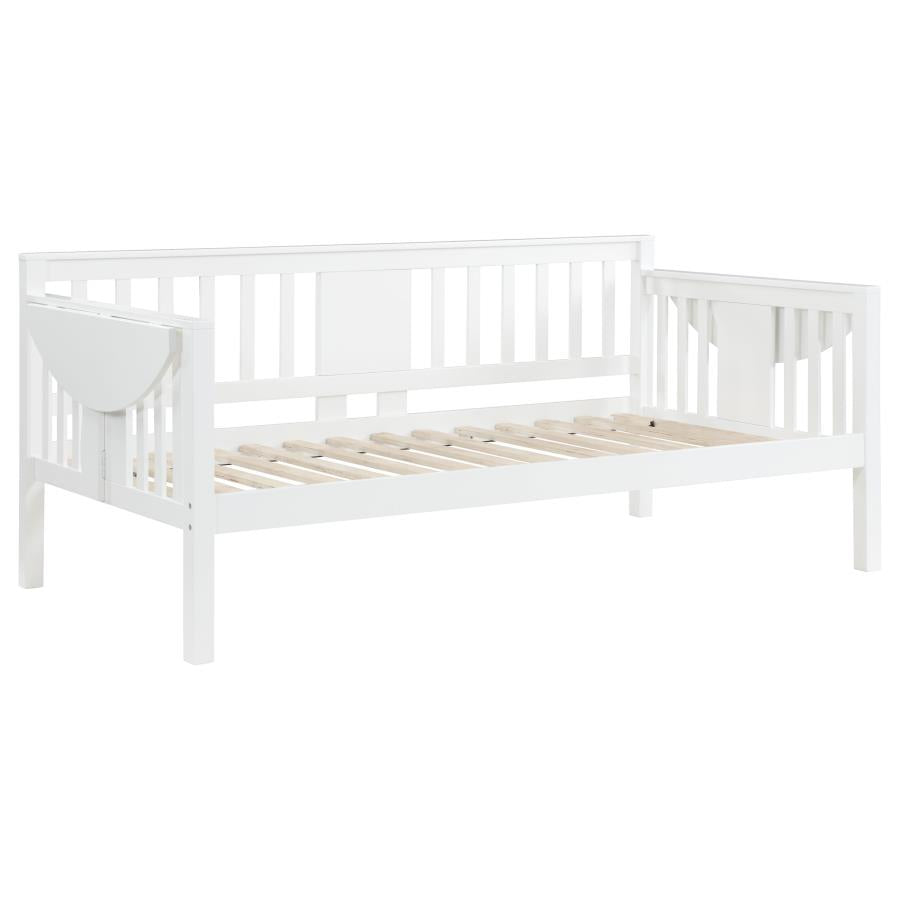 Bethany Wood Twin Daybed with Drop-down Tables White - 300837