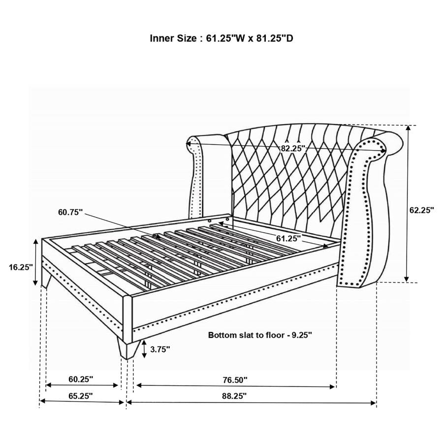 Barzini Upholstered Queen Wingback Bed White - 300843Q