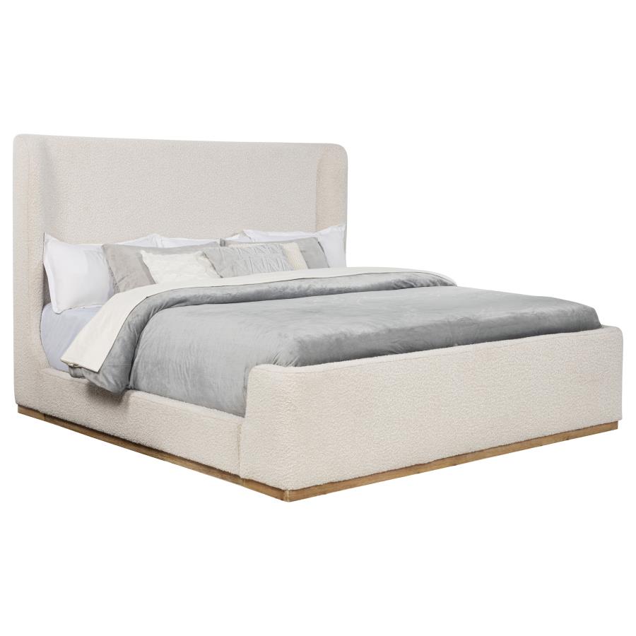 Nala Upholstered Eastern King Sleigh Bed Cream - 302046KE