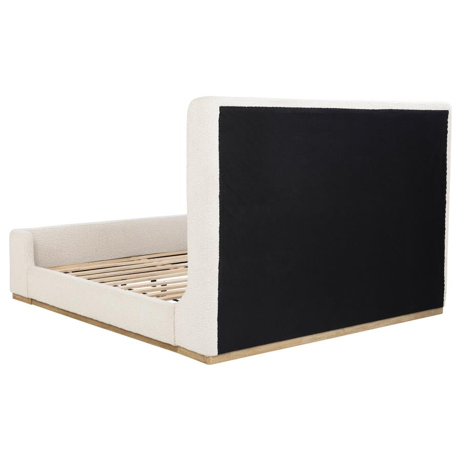 Nala Upholstered Eastern King Sleigh Bed Cream - 302046KE