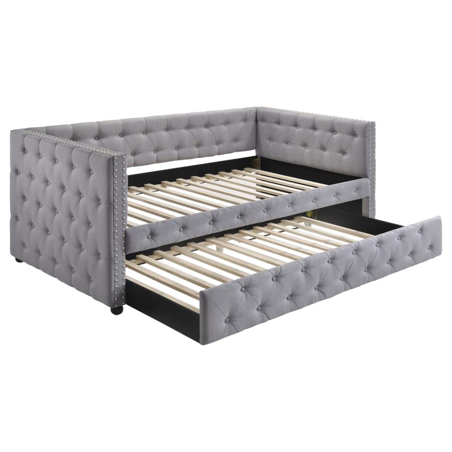 Mockern Upholstered Twin Daybed with Trundle Grey - 302161