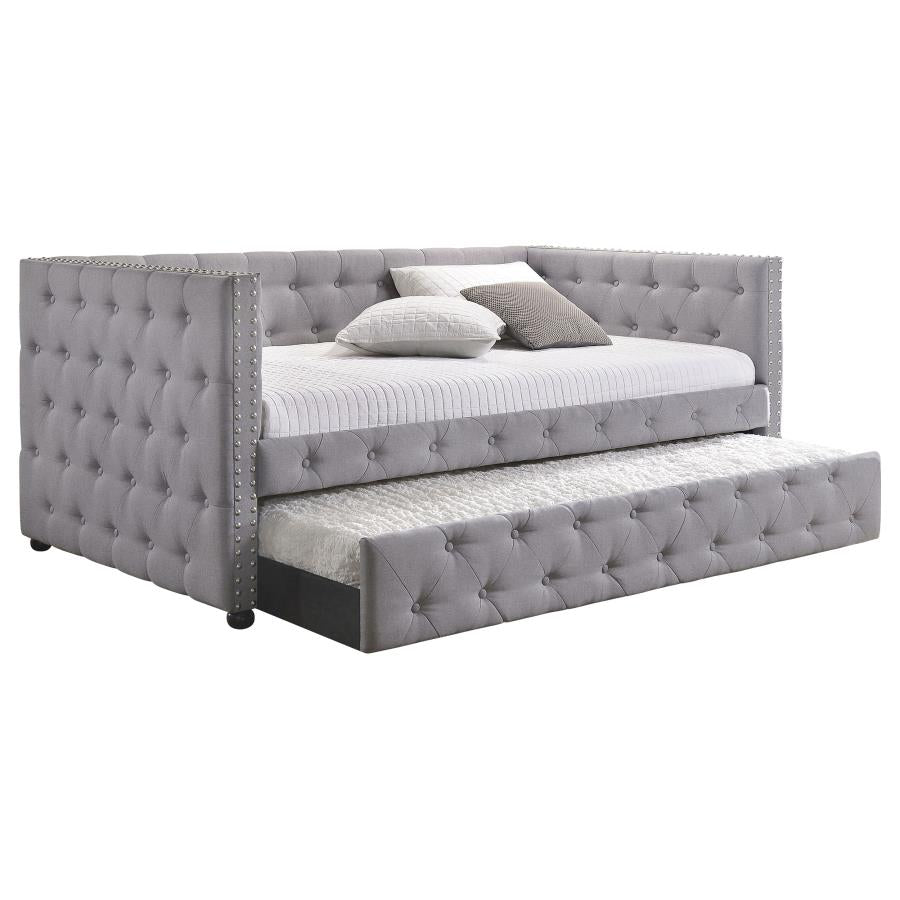 Mockern Upholstered Twin Daybed with Trundle Grey - 302161