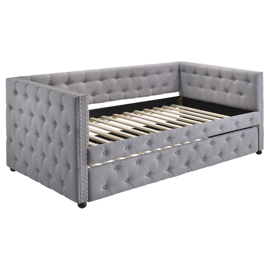 Mockern Upholstered Twin Daybed with Trundle Grey - 302161
