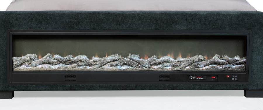 Preston Upholstered Queen Audio Flame Visualizer Bed Dark Blue - 305821Q