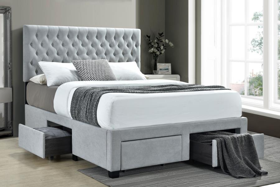 Soledad Upholstered Full Storage Panel Bed Light Grey - 305878F