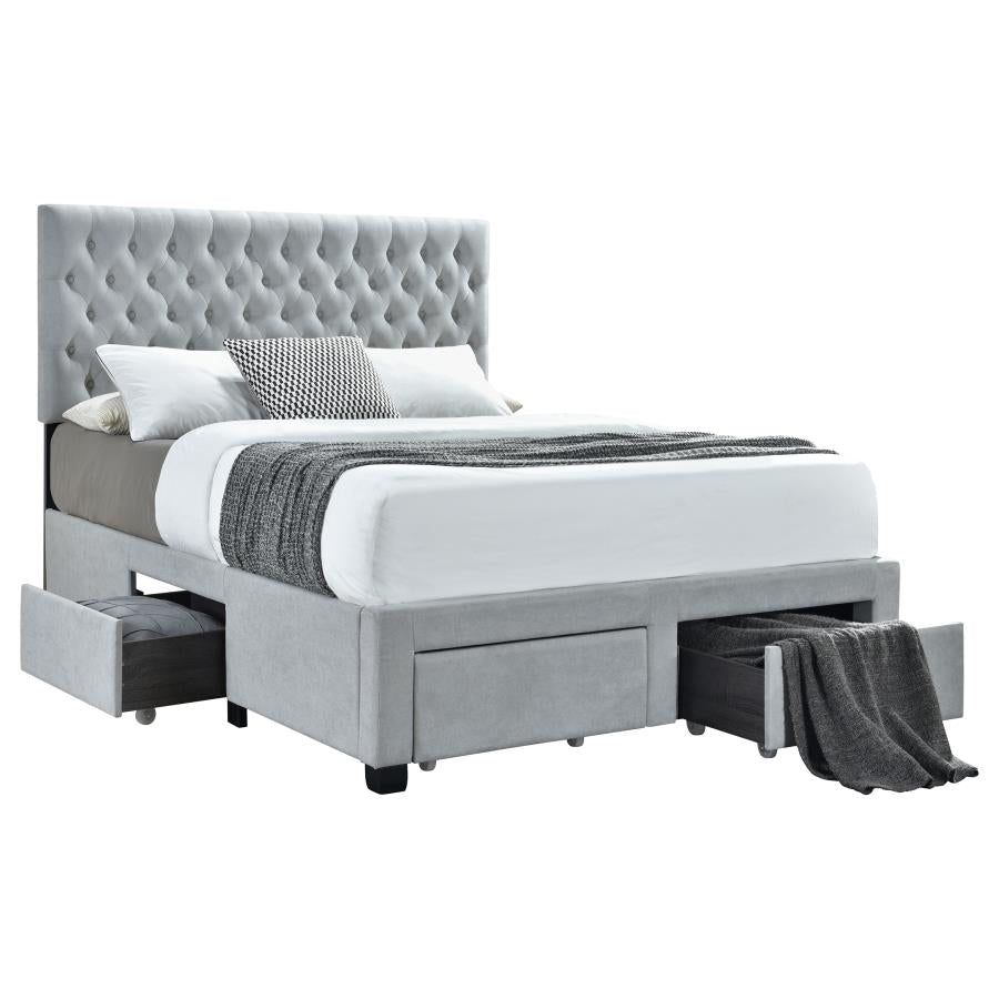Soledad Upholstered Eastern King Storage Bed Light Grey - 305878KE