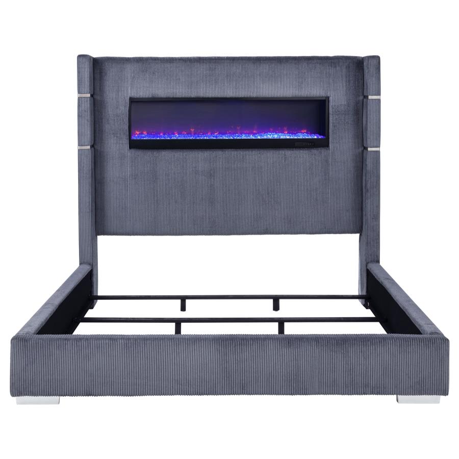 Tisdall Upholstered Cal King Flame Visualizer Bed Grey - 306030KW