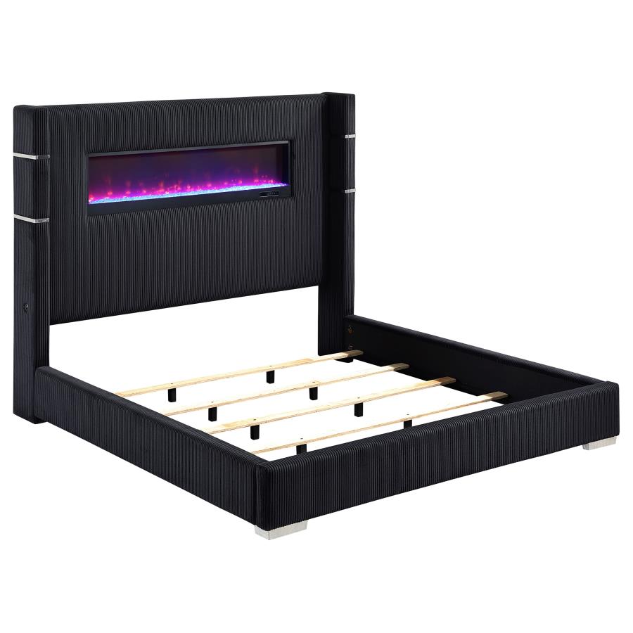Tisdall Upholstered Cal King Flame Visualizer Bed Black - 306031KW