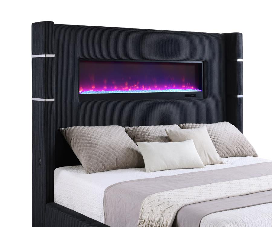 Tisdall Upholstered Cal King Flame Visualizer Bed Black - 306031KW