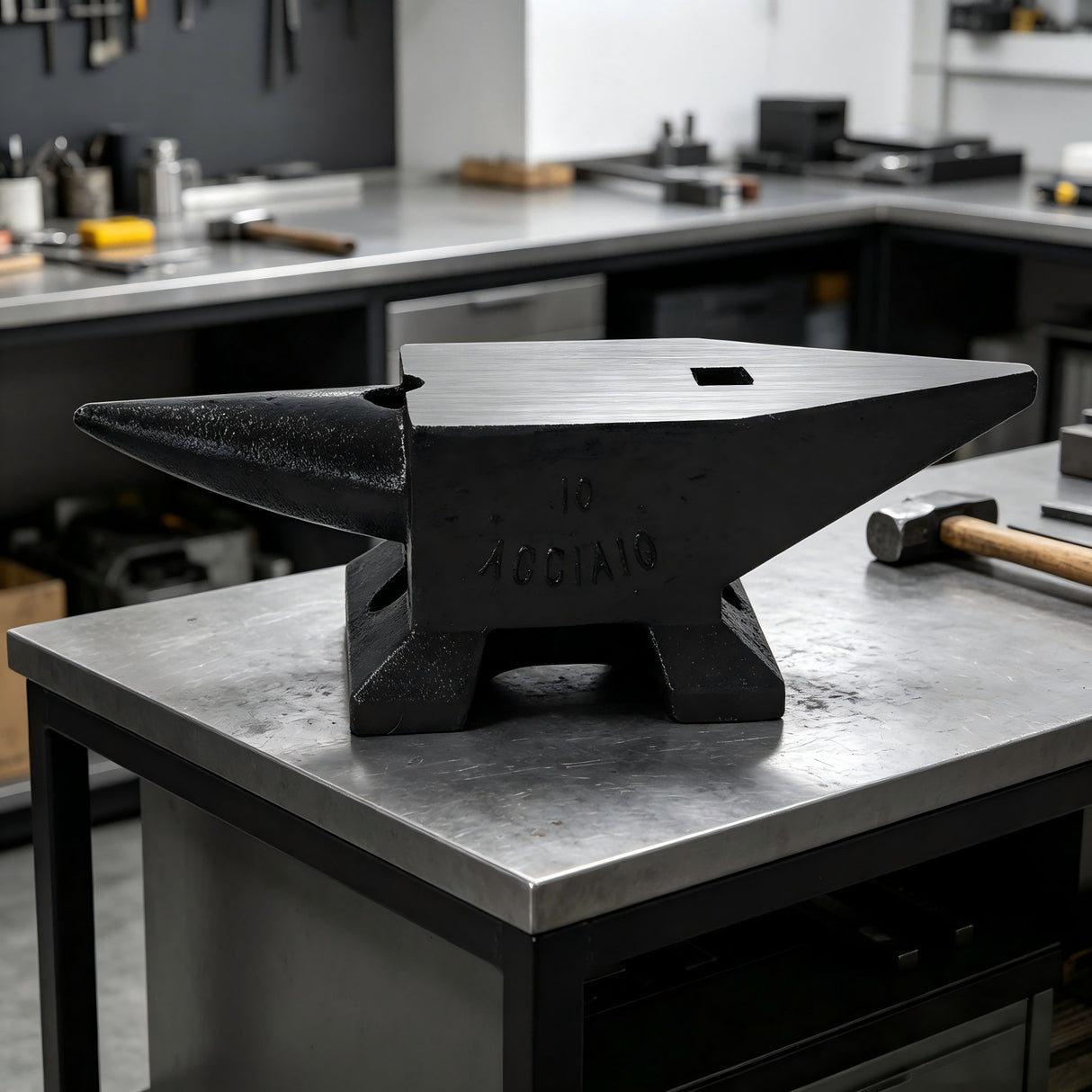 22 Lbs High Hardness Rugged Round Horn Anvil Blacksmith - Black