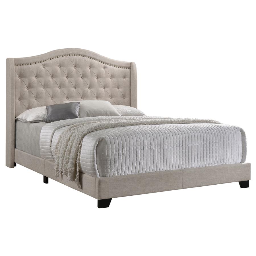 Sonoma Upholstered Full Wingback Bed Beige - 310073F