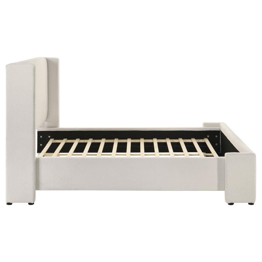 Alamosa Boucle Upholstered Queen Wingback Bed White - 310078Q
