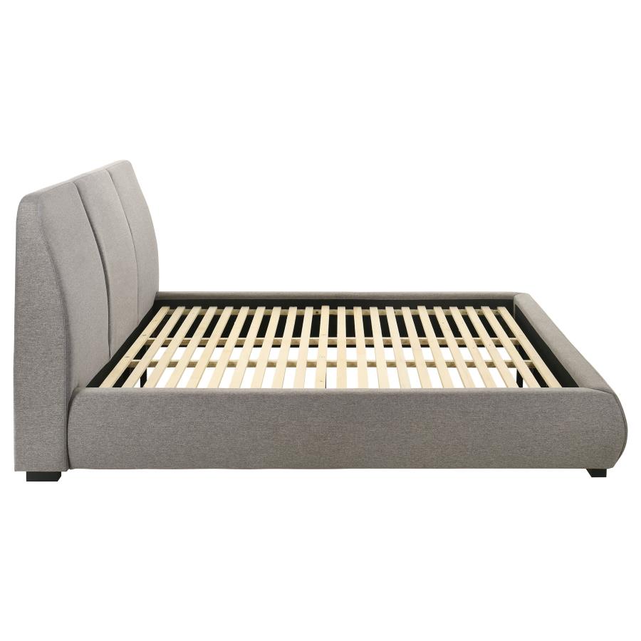 Mokena 46-inch Upholstered Eastern King Platform Bed Taupe - 310090KE