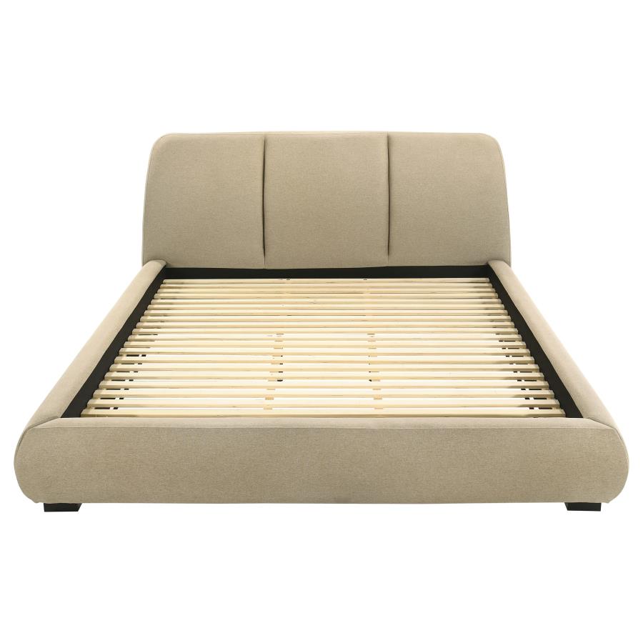Mokena 46-inch Upholstered Eastern King Platform Bed Brown - 310091KE