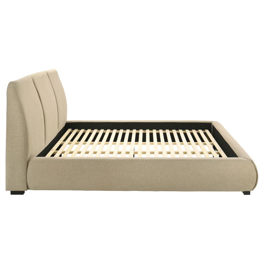 Mokena 46-inch Upholstered Eastern King Platform Bed Brown - 310091KE