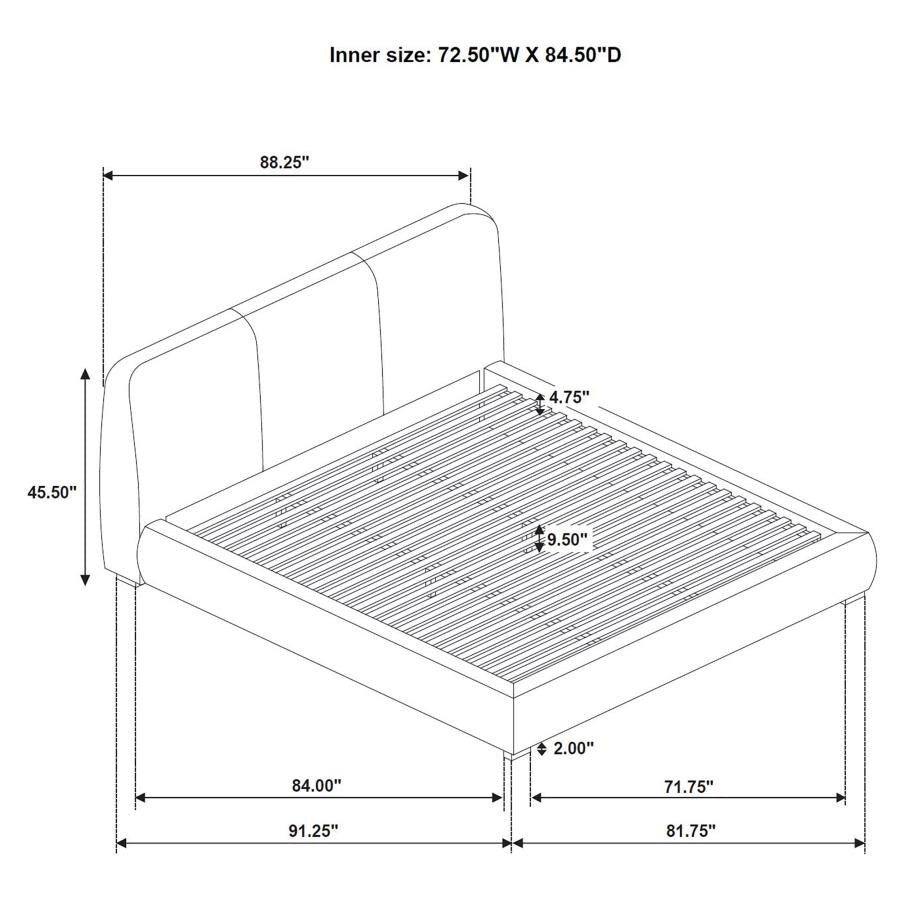 Mokena 46-inch Upholstered California King Platform Bed Brown - 310091KW