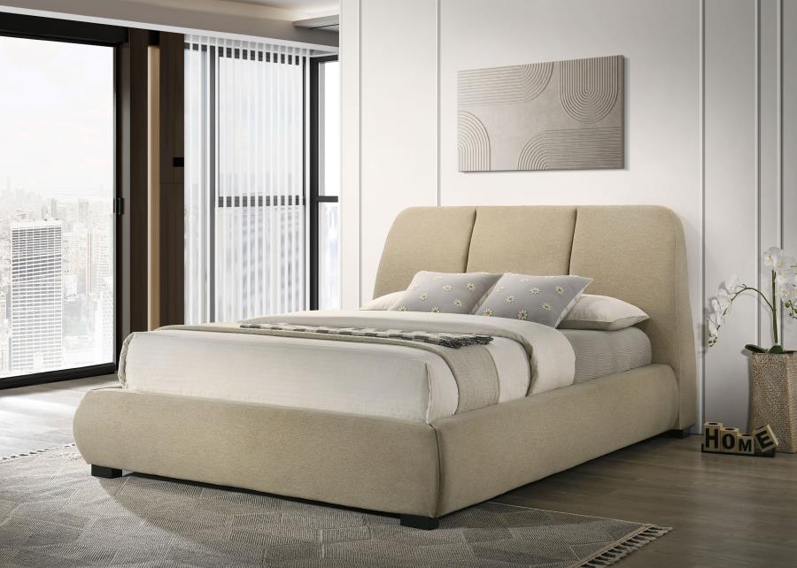 Mokena 46-inch Upholstered Queen Platform Bed Brown - 310091Q