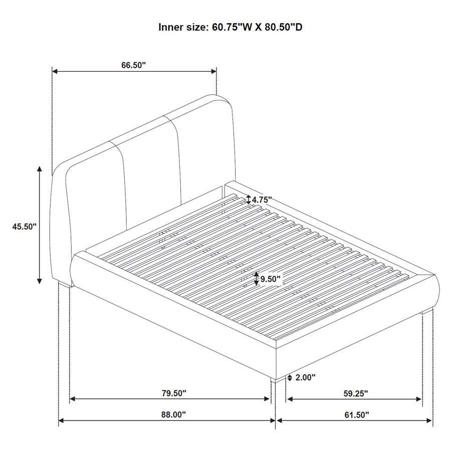 Mokena 46-inch Upholstered Queen Platform Bed Brown - 310091Q