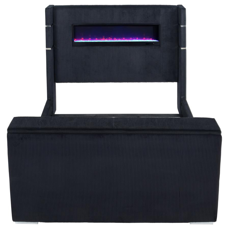 Tisdall Eastern King Flame Visualizer Wingback TV Bed Black - 315868BLKKE