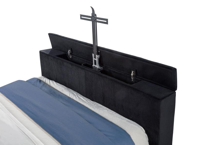 Tisdall Eastern King Flame Visualizer Wingback TV Bed Black - 315868BLKKE