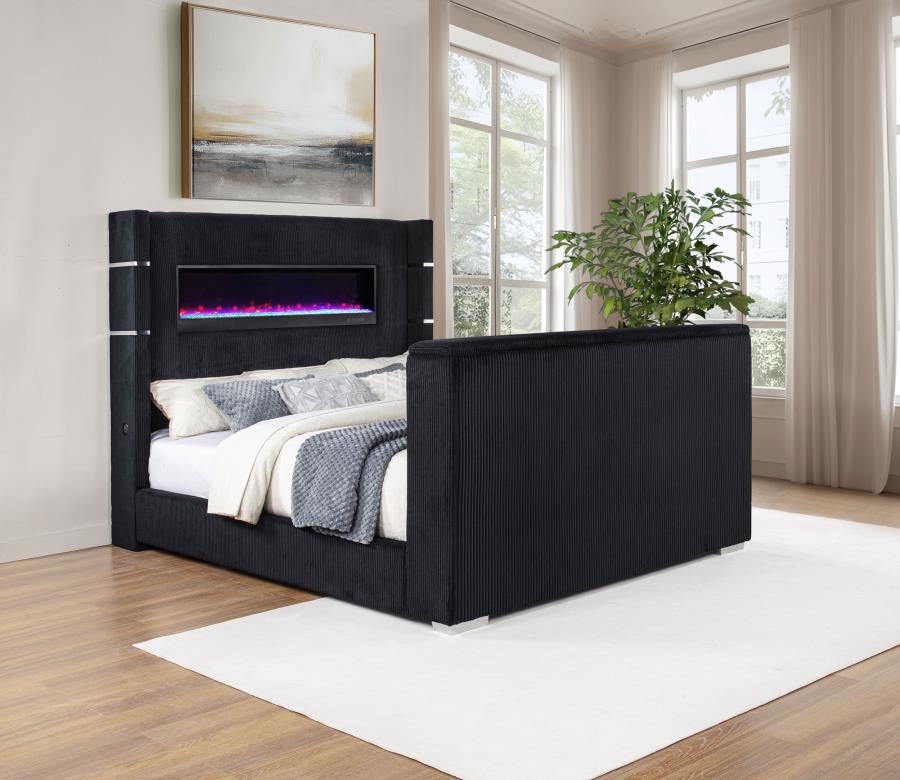 Tisdall California King Flame Visualizer TV Bed Black - 315868BLKKW