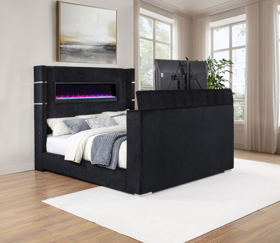 Tisdall California King Flame Visualizer TV Bed Black - 315868BLKKW