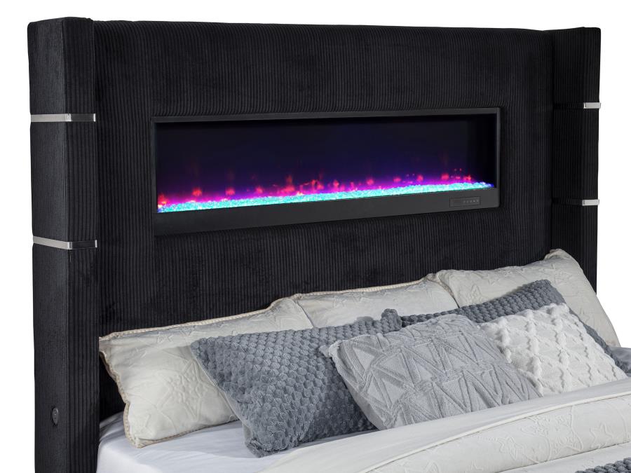 Tisdall California King Flame Visualizer TV Bed Black - 315868BLKKW