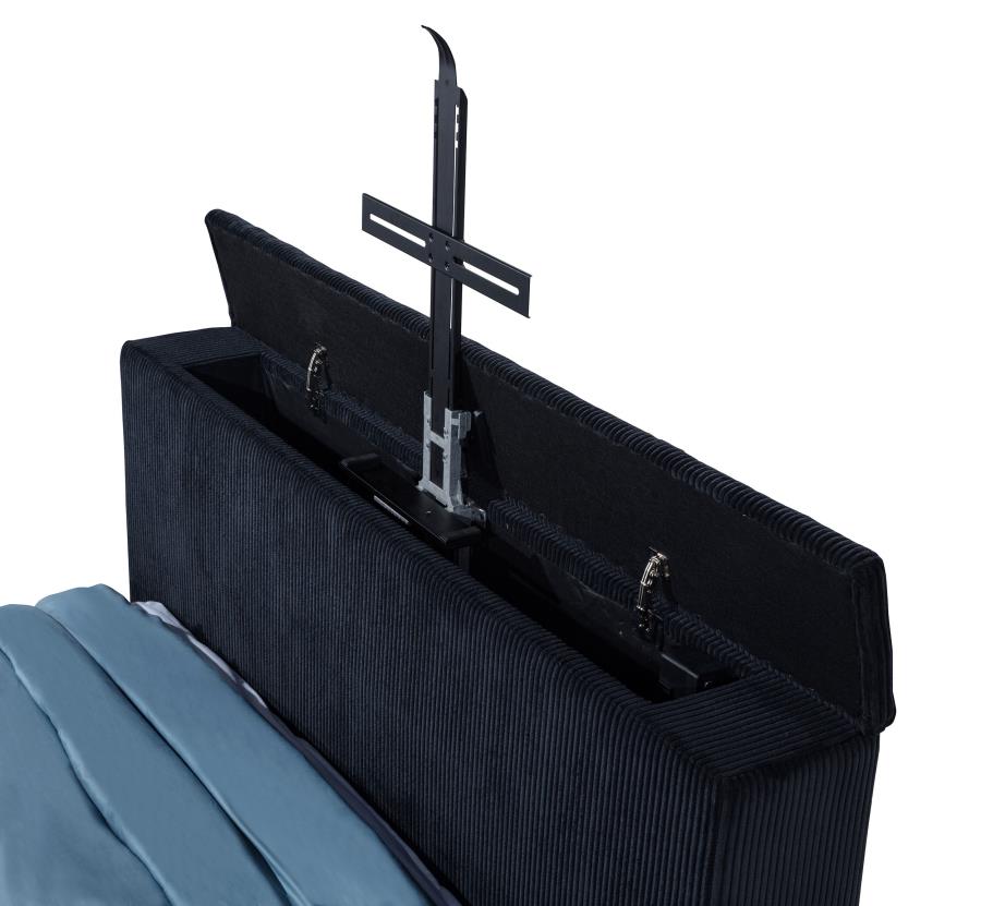 Tisdall Queen Flame Visualizer Wingback TV Bed Black - 315868BLKQ