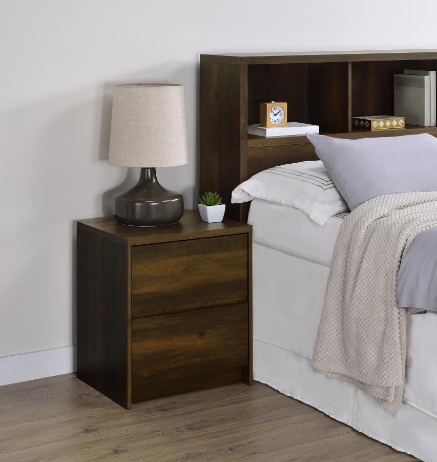 Westpark 2-drawer Nightstand LED Lights and USB Dark Pine - 315882