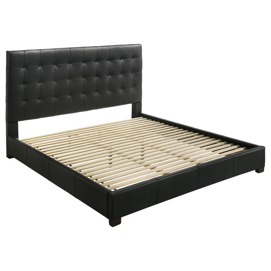 Medley Genuine Leather Eastern King Platform Bed Black - 315911BLKKE