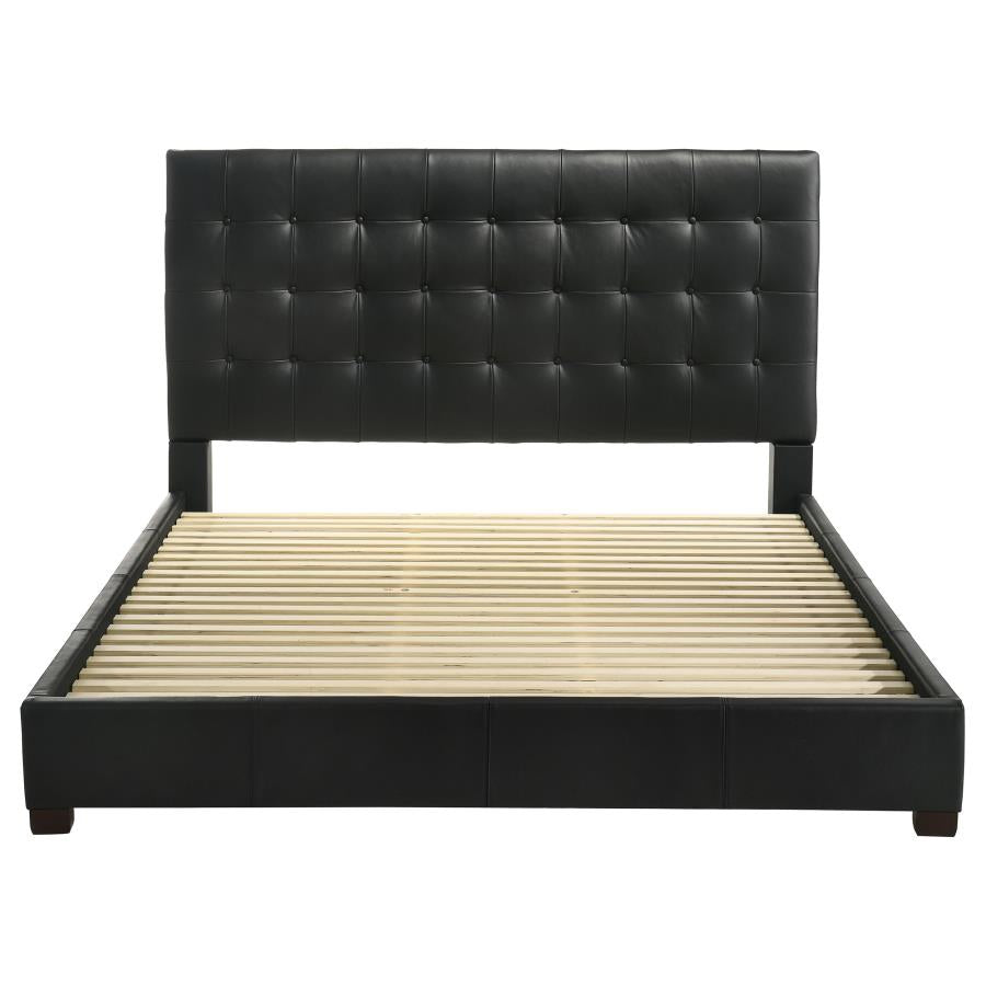 Medley Genuine Leather Eastern King Platform Bed Black - 315911BLKKE