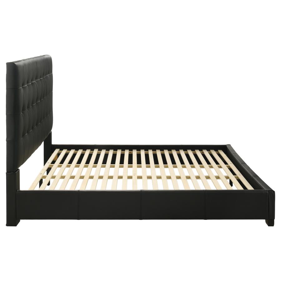 Medley Genuine Leather Eastern King Platform Bed Black - 315911BLKKE