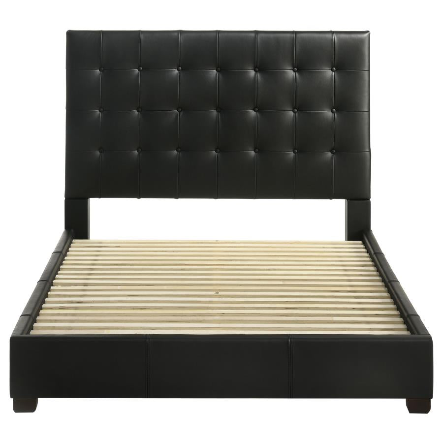 Medley Genuine Leather Queen Panel Platform Bed Black - 315911BLKQ