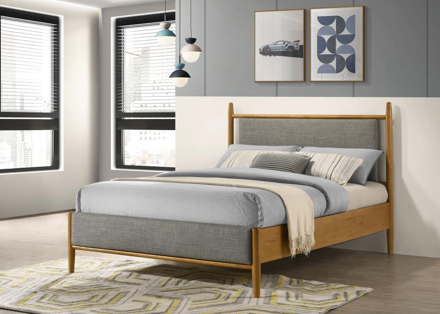 Mason 46-inch Full Panel Platform Bed Grey and Light Brown - 315914F