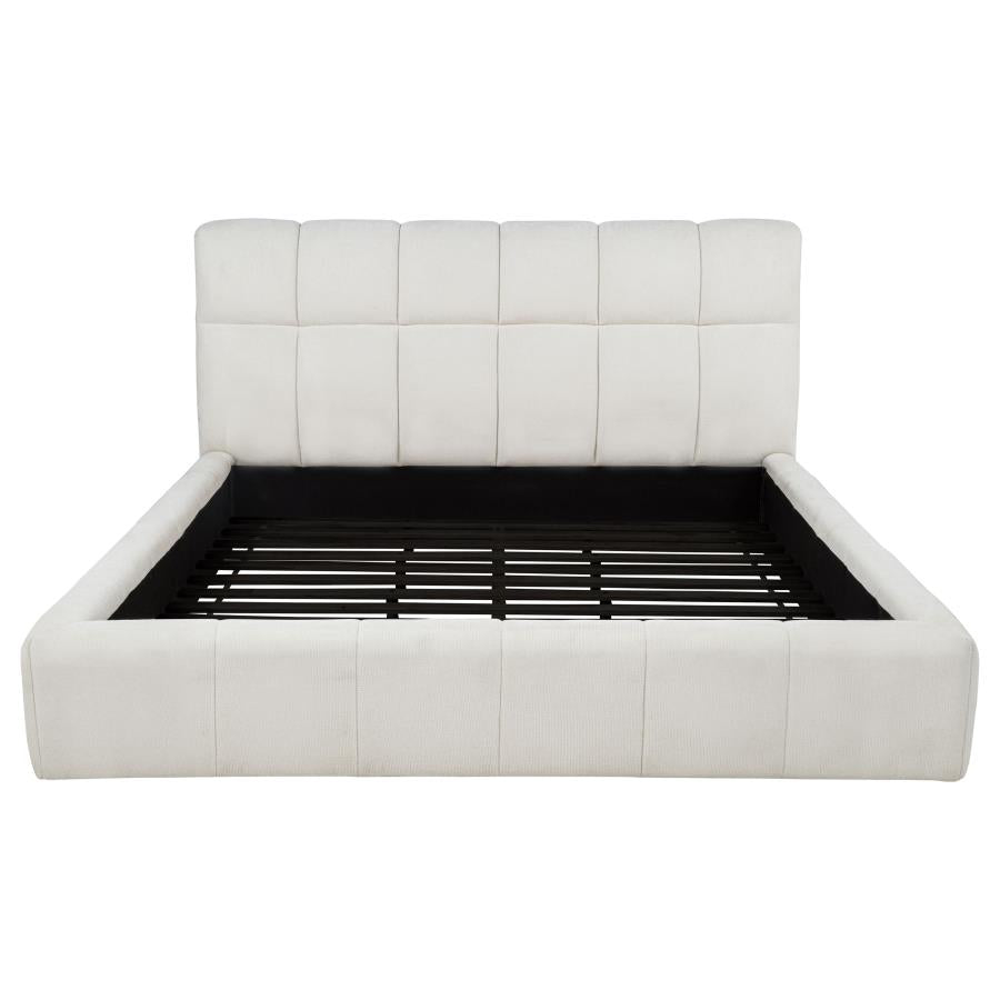 Nollet 48-inch Upholstered Eastern King Platform Bed Cream - 315917CRMKE